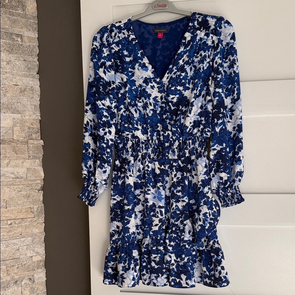 Vince Camuto Navy and White Floral Dress
